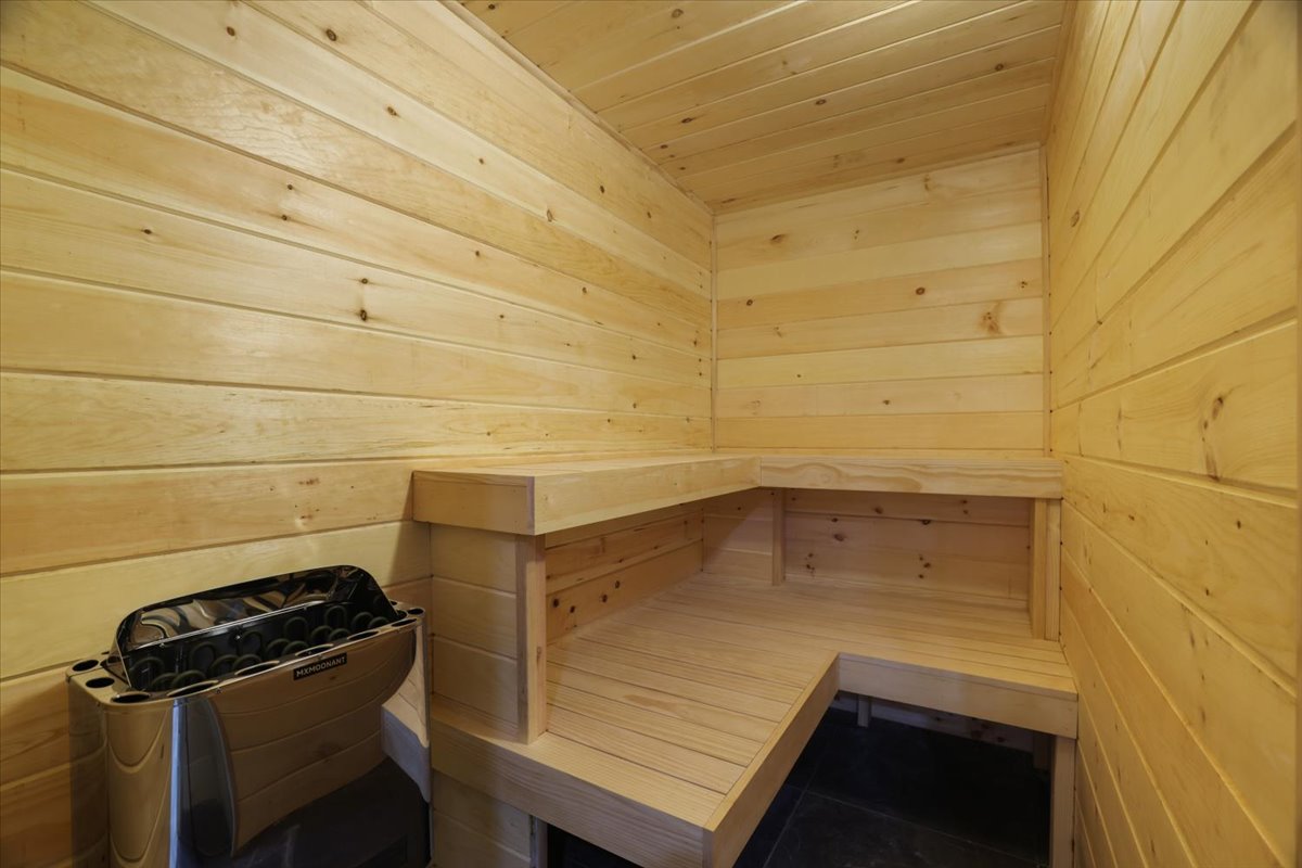 Brand-new wood-lined indoor sauna